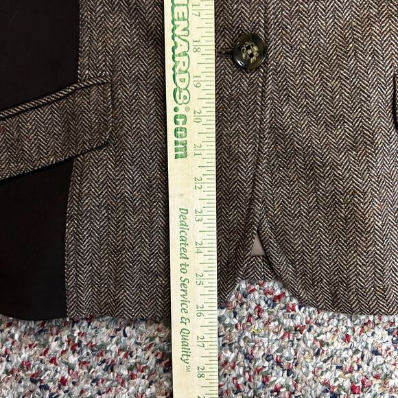 Coldwater Creek NWOT Brown Knit Panel Wool Herringbone Tweed Blazer Size 16 - Picture 14 of 14